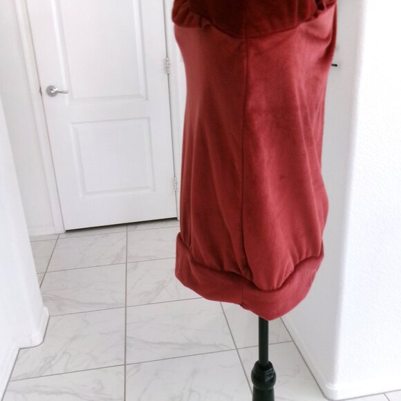 Like New Lauren Conrad Velour Rust Ruffle Long Sleeve Top Blouse XL Super Soft - Picture 7 of 9